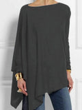 Sleeve Irregular Solid Color Pullover T-shirt Casual