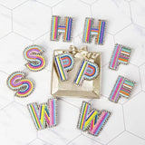 Jewelry 26 English DIY Name Letters Alphabet Rainbow Embroidery with Pin Ouch Beeding Womens Brooches Patches