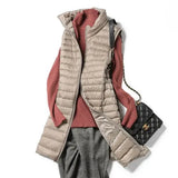 Winter Ultra Light Warm Jacket Women Stand Collar White Duck Down Long Vest Outerwear Zipper 4XL Plus Size Down