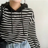Vintage Striped Cropped HoodieOutfit