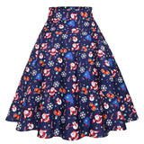 73-78 Winter Christmas Halloween Party Long Skirt A-Line Retro Vintage Gothic Floral Printed Big Swing Rockabilly