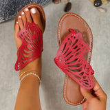 Hollow Breathable Flat-Bottom Slippers Women Retro-Toed Toes Bow Beach Cool