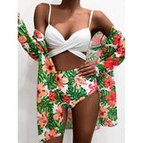 Sexy Bikinis And Cover Set Women Swimsuit Printed Swimwear High Waist Summer Bathing Suit Beachwear Biquini