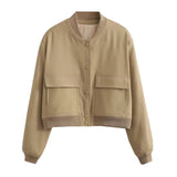 Zingj Spring And Autumn New Standing Collar Large Pocket Women's Jacket Jacket Female-Outfit