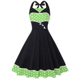 Elegant Vintage Floral Print Pleated Casual Dress Polka Dot Vestidos A-Line Pinup Business Party Women Flare Swing
