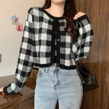 Zingj Dress 2024 New Women's Suit Bump Color Plaid Knit Cardigan Top Hot Girl Pure Desire Wind Sling Two-Piece Set-Outfit
