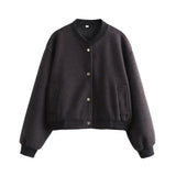 Women's Clothing 2025 Autumn And Winter New Women's Leisure Long-Sleeved Soft Short Bomber Jacket