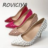 women's pumps with rivets pointed toe rose red rivet 12cm high-heeled wedding women pumps woman shoes MD020