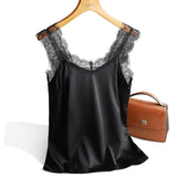 Sexy Lace Tank Tops Women Silk Sleeveless V Neck Womens Camisole Halte Tank Top Feminino Slim White Summer Woman