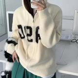 Zingj / Winter 2024 New Design Sense Niche Top Hooded Sweater Female Lazy Wind Loose Knit Cardigan Coat-Outfit