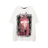 Gothic Emo Graphic T Shirts Women Anime Print Tees Japan Harajuku Oversized Cool Girl Y2K Tops Punk Alt Clothes