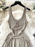 Strap Slim Bodycon Dress Women Sleeveless Backless Sexy Short Sundress Korean Elastic Waist Knit Vintage Beach