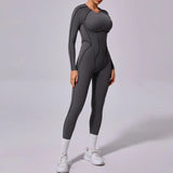 Zingj Sha New Winter Integrated Sports Yoga Suit Bare Back Tight Long Sleeve Trousers Jumpsuit 10122-Outfit