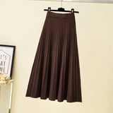Zingj And Winter New High Waist Show Thin A-Word Pleated Skirt Big Umbrella Skirt Long Plus Thick Wool Knitting Skirt Woman-Outfit
