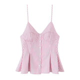 New Women's Dress V-Neck Buckle Solid-Colored Folded Slings Top Women's