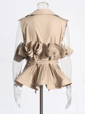Temperament Commuter Wind Shirt 2025 Autumn New Design Sense Sleeveless Vest Flounce Lace Shirt
