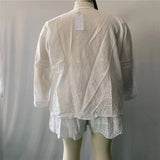 White Two Piece Set Women Casual Shorts Sets Long Sleeve Elegant Drawstring Shorts V-Neck Plus Size Shorts Mujer