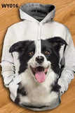Autumn Mens Hoodies with Cap 3D Digital Dog Pet Print Long Full Sleeves Casual Hip Hop Counple Women Clothes Front