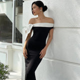Black Off-shoulder Tie Up Midi Dress- Outfit