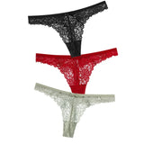 Sexy Lace Thong Low Waist Lace Transparent Panties Women Hollow out Breathable G String Briefs Bow Underwear