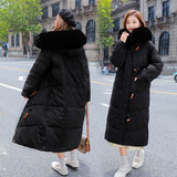 Winter Long Parkas Women Fashion Thick Fur Hooded Coats Women Elegant Collected Cotton Padded Winter Jacket