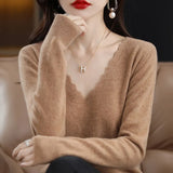 Zingj Collar Long Sleeve Fleece Sweater Female Loose New Set Lace Sweater Foreign Style Reduce Age Korean Version Of Hot Style Bottom Shirt-Outfit