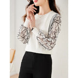Shot Spring And Autumn New Design Sense Unique False Two Clothing Chiffon Stitching Sweater