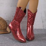New Embroidery Women's Mid-Clinic Fluorescent Tip Martin Boots Coarse And Large-Size