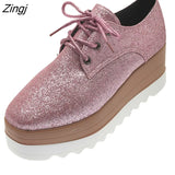 Spring New Women Flat Platform Shoes Slip on Moccains Ladies Casual Shoes Woman Thick Sole Brogue Creepers