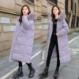 Winter Long Parkas Women Fashion Thick Fur Hooded Coats Women Elegant Collected Cotton Padded Winter Jacket