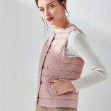Hot Style Autumn Winter New Down Vest Female Thin And Short Money Without Collar Vest Fashion Portable Coat Slim Tide-Outfit