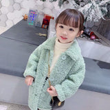 New Children Lambswool Coat Baby Turndown Collar Thicken Warm Jacket Girls Long Overcoat Winter Kids girls Casual