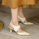 Beauty ~ Soft Leather French Head Head Sandals Women Fine Heel Pointed Back Empty Fairy Wind 2025 Spring And Summer High Heels