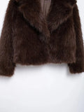 Brown Faux Fur Coat Jacket- Outfit