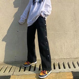 High Waist Jeans Denim Wide Leg Pants Women Cute Loose Straight Jeans Black Gray Pants Vintage Streetwear Jeans