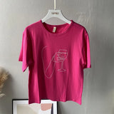 2021 Summer Abstract Character T-shirts Women Cotton Tops Tee Short Sleeve Printing