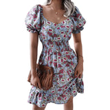 Dress Ladies Vintage Print Chiffon Women Casual Ruffles Party Beach Summer Dress Women Sundress Female Vestidos