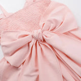 Back Long Bow Strap Mini Dress-Outfit