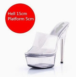 Zingj 34-43 Yards Sexy Super Heels 15CM Heel Platform Sandals Transparent Crystal Shoes Wedding