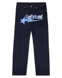 New American Letter Print Jeans Women Harajuku Hip Hop Vintage Straight Pants Unisex Casual Loose Jeans Punk Wide-Leg