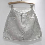 Denim Rhinestone Mini Skirt- Outfit