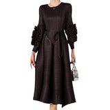 Three-Home Folds Solid-Colored Fashion Hand Embroidered Belted Elegant
