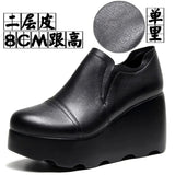 A Foot Pedaled Women's Shoes Thick Sole Waterproof Slope Heel Single Shoes With Deep Mouth Loose Cake Shoes Ladies Round Head Casual
