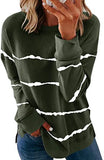 Tie-dyed Printed Striped Round Neck Loose