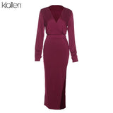 Fashion Elegant Sexy Club Night Party Birthday Long Dress For Women Autumn New Casual Long Sleeve V Neck Dress