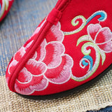 Zingj Cotton Shoes, Flat Shoes Injection Plastic Soft Sole Winter Clip Cotton And Velvet Embroidered Flower Cloth Shoes Pregnant Women Shoes Women's