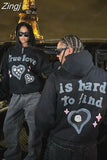Retro Simple Letter 3D Foaming Printing Hoodies Men Y2k New Street Hip Hop Punk Rock Sweatshirts Couples Harajuku