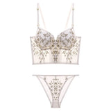New Women underwear Set Lace Sexy Push-up Bra And Panty Sets Embroidered Brassiere Adjustable Straps Gathered