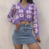 Cardigans Vintage Floral Embroidery Autumn Winter Cardigan Office Lady Long Sleeve V Neck Single Breasted Women