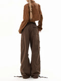 Zingj Cargo Pants Female 2024 New Spring Functional Casual Pants Multi-Pocket Versatile Straight Wide Leg